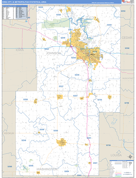Iowa City Metro Area Wall Map